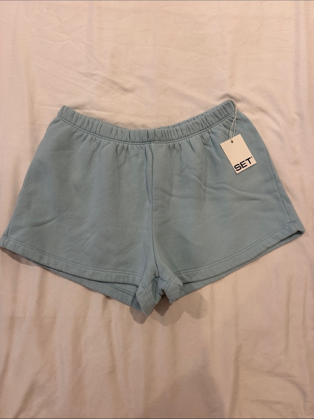 SET Active Light Blue Women's Elastic Waist Sweat Shorts
